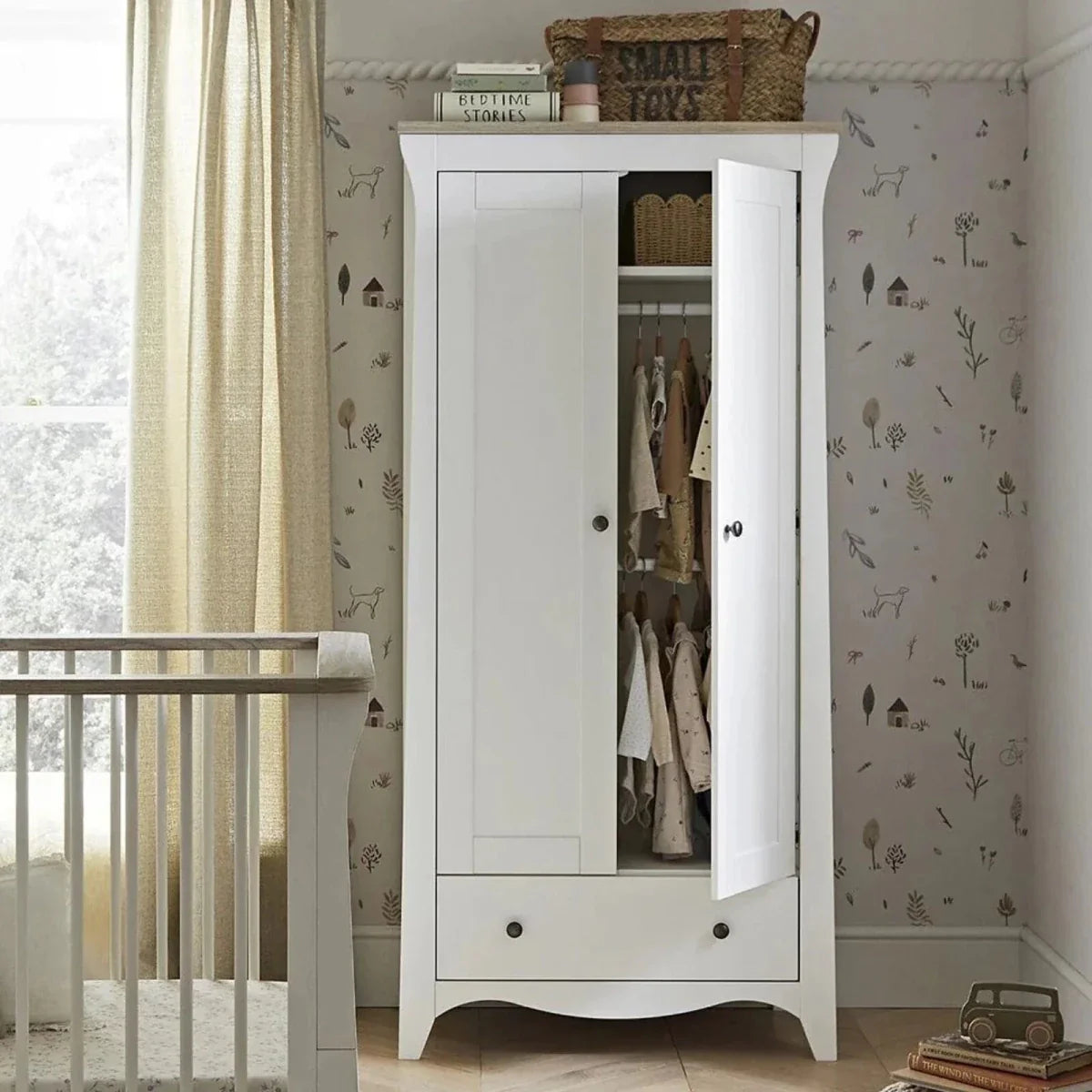CuddleCo Clara 3 Piece Nursery Furniture Set - White & Ash
