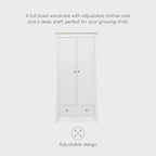 CuddleCo Clara 2 Door Double Wardrobe - White & Ash