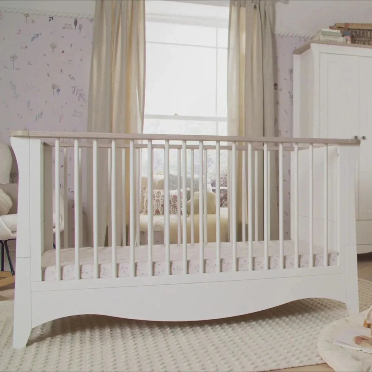 CuddleCo Clara Cot Bed - White & Ash