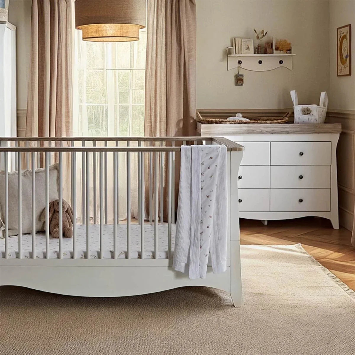 CuddleCo Clara Luxe 2 Piece Furniture Set - White/Ash