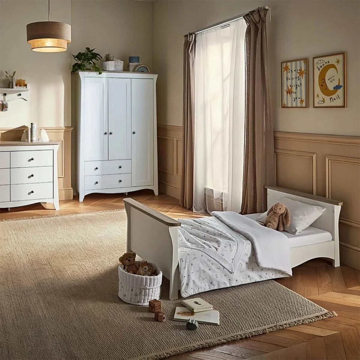 CuddleCo Clara Luxe 2 Piece Furniture Set - White/Ash