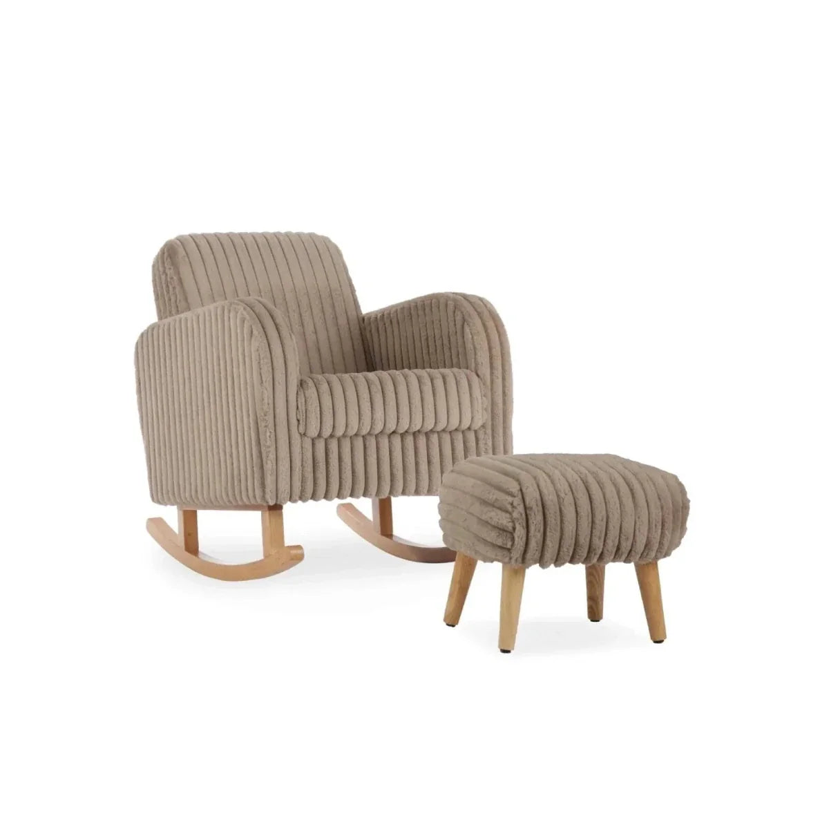 CuddleCo Etta Nursing Chair & Foot Stool - Faux Fur Mink