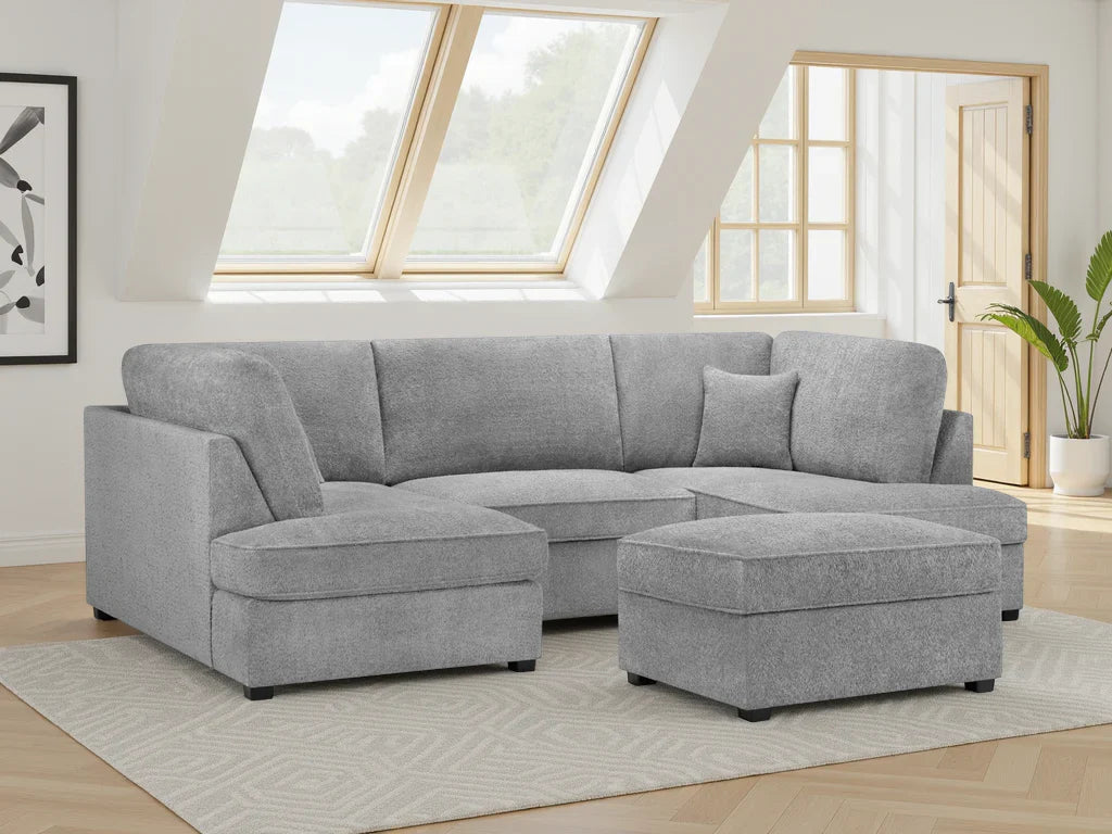 Carnaby Plush  U-Shape Corner Sofa: Spacious, Comfortable, Stylish Living Room Seating