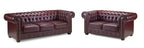 Classic Chesterfield Oxblood Red 3+2 Sofa Set: Elegant Tufted Faux Leather Design