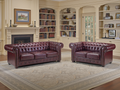 Classic Chesterfield Oxblood Red 3+2 Sofa Set: Elegant Tufted Faux Leather Design