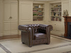 Luxury  Chesterfield Armchair - Buttoned, Scroll Arms, Solid Wood Frame