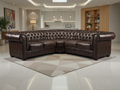 Luxurious Antique Brown Chesterfield Large Corner Sofa - Classic Buttoned Design