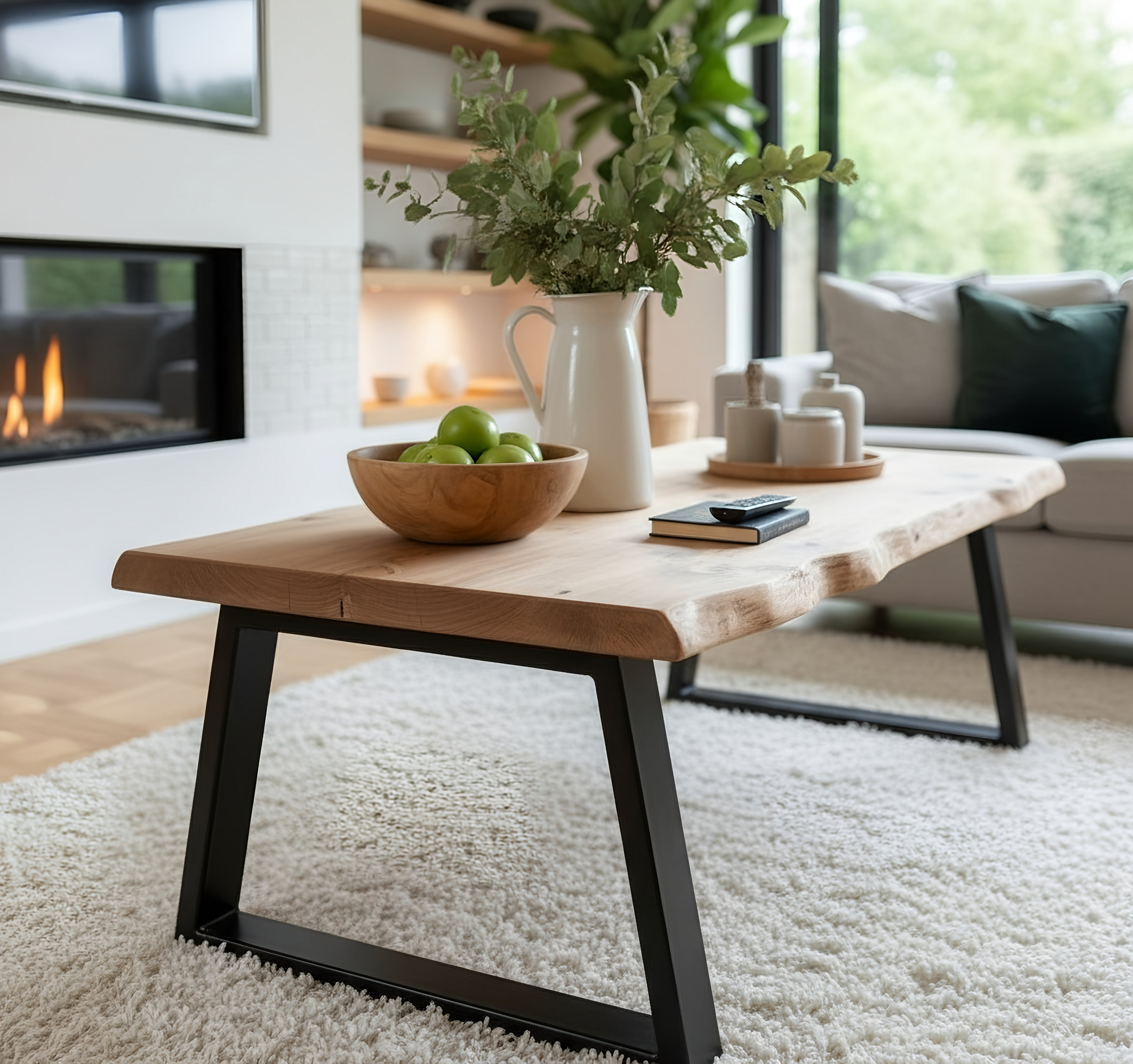FENA Live / Waney Edge Coffee Table With Metal Trapezium Legs