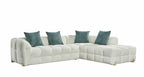 Genoa Modern L-Shape Corner Sofa Beige Right Hand Plush Cushioned Comfort
