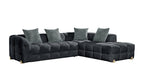 Luxurious Genoa L-Shape Corner Sofa: Plush Charcoal Fabric, Right Hand Configuration