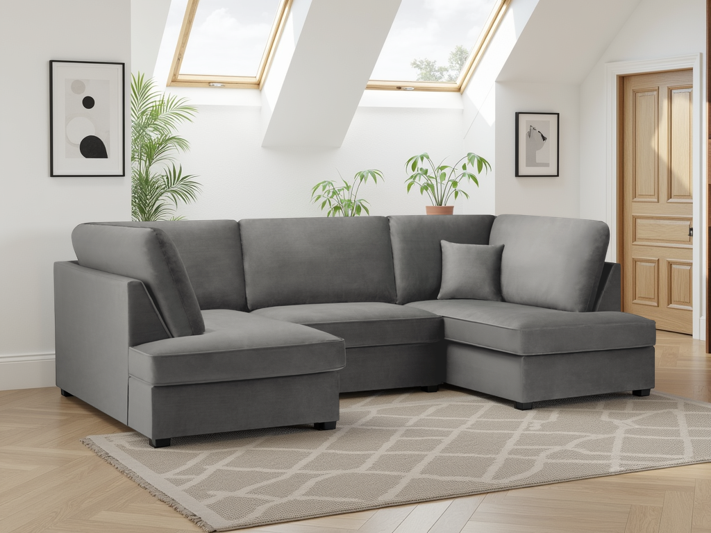Carnaby Plush  U-Shape Corner Sofa: Spacious, Comfortable, Stylish Living Room Seating