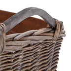 Wovenhill Grey Wash Rectangular Log Basket with Wooden Handles