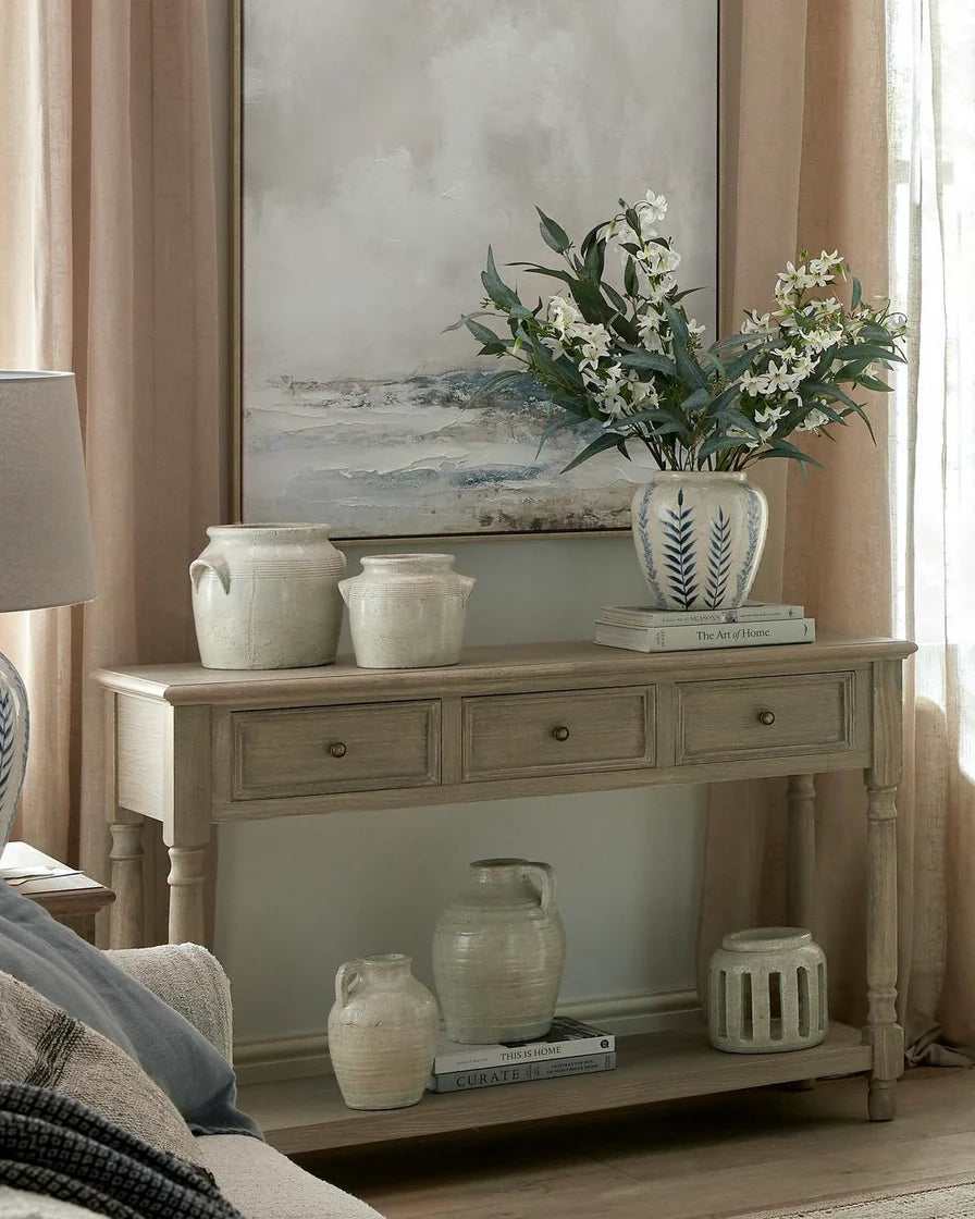 Delphine Collection 3 Drawer Console With Shelf