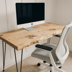 Live / Waney Edge Study Desk / Table With Metal Hairpin Legs