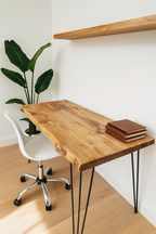 Live / Waney Edge Study Desk / Table With Metal Hairpin Legs