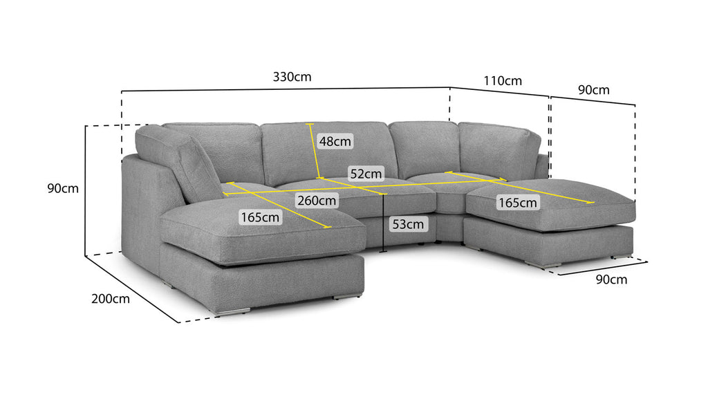 Inga Fullback  U-Shape Corner Sofa: Modern, Comfortable, Spacious Seating Solution
