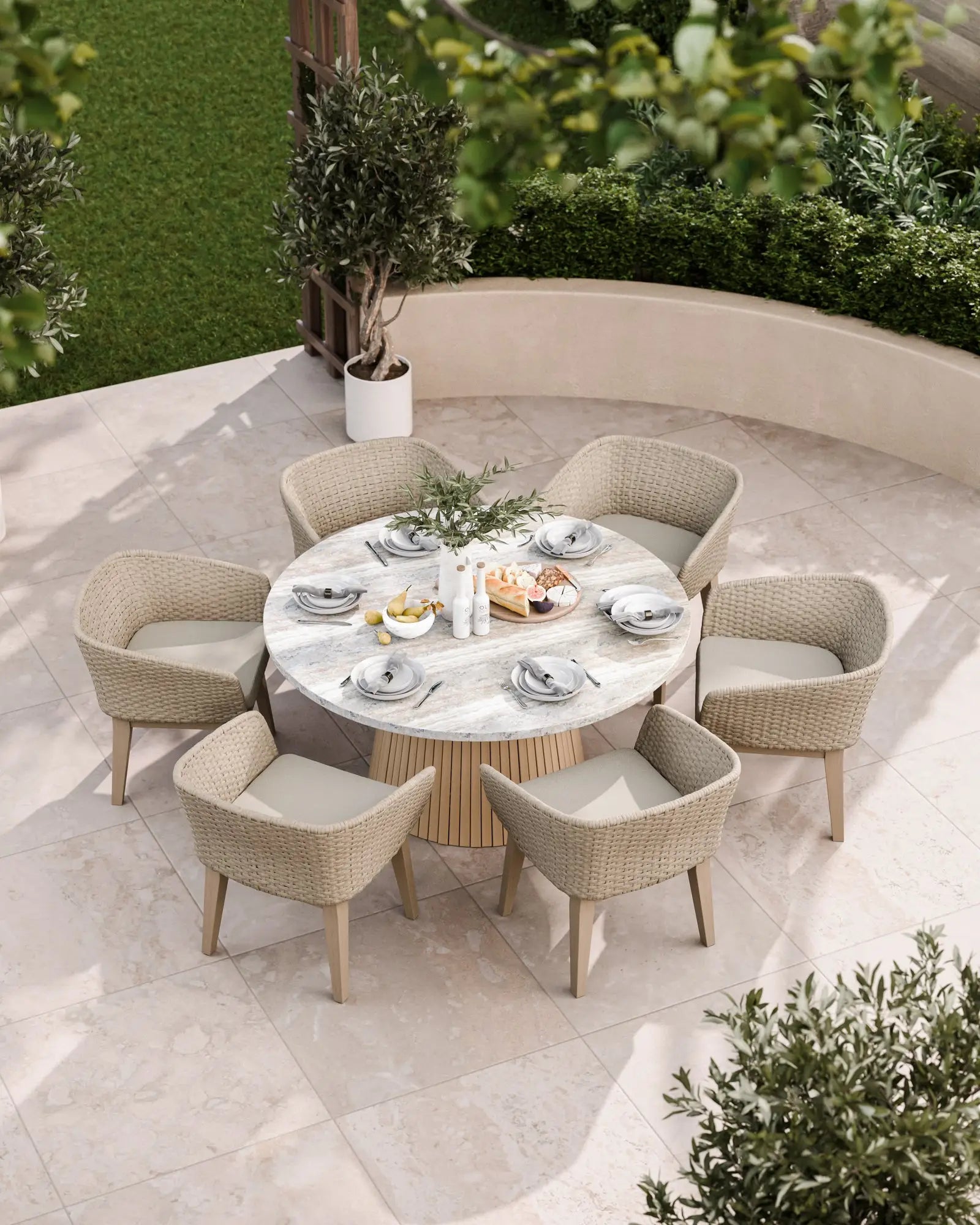 Jupiter 6 Seater Round Conical Dining Set with Eden Dawn Dining Chairs