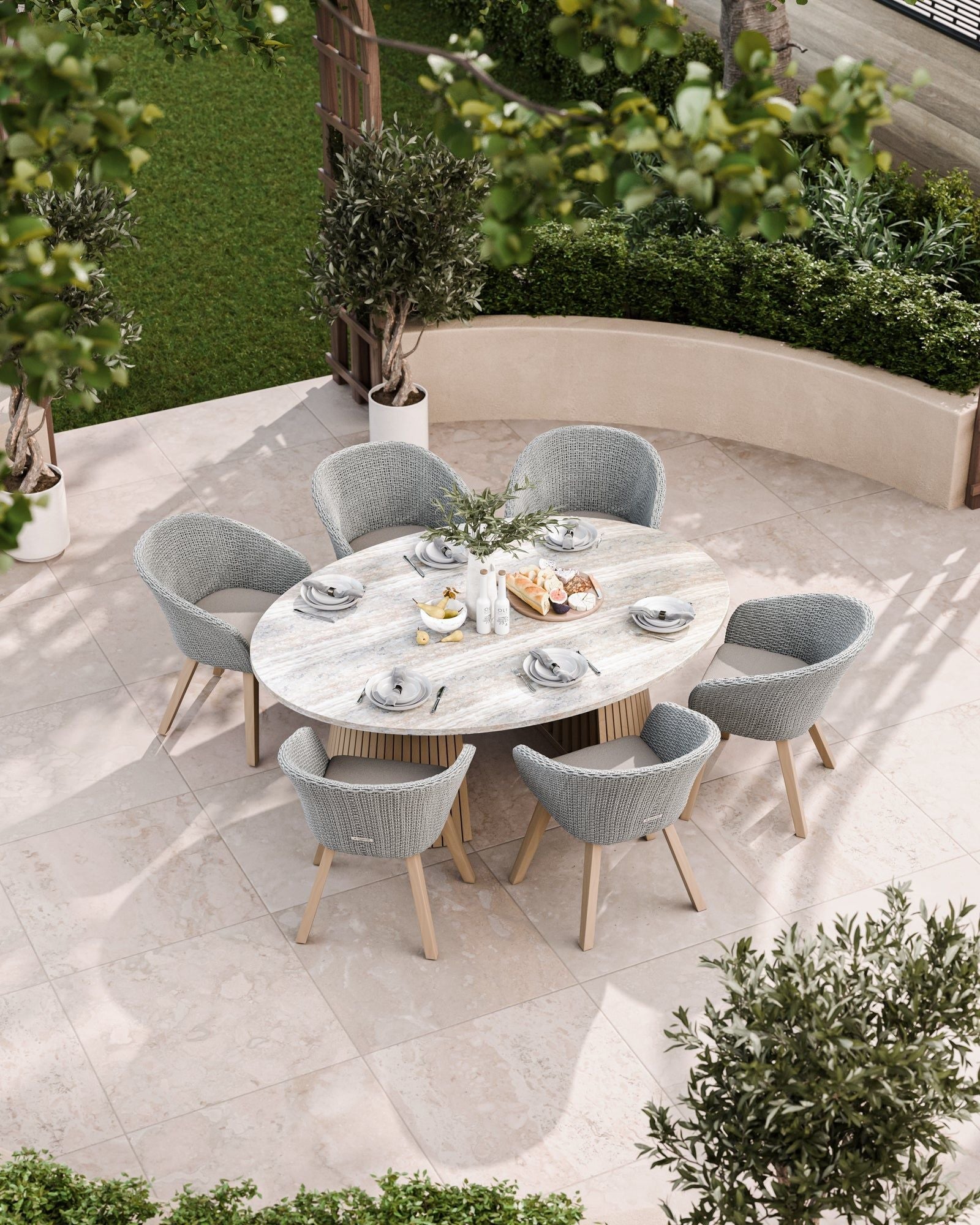 Jupiter 6 Seater Ellipse D Conical Dining Set with Sol Dining Chairs