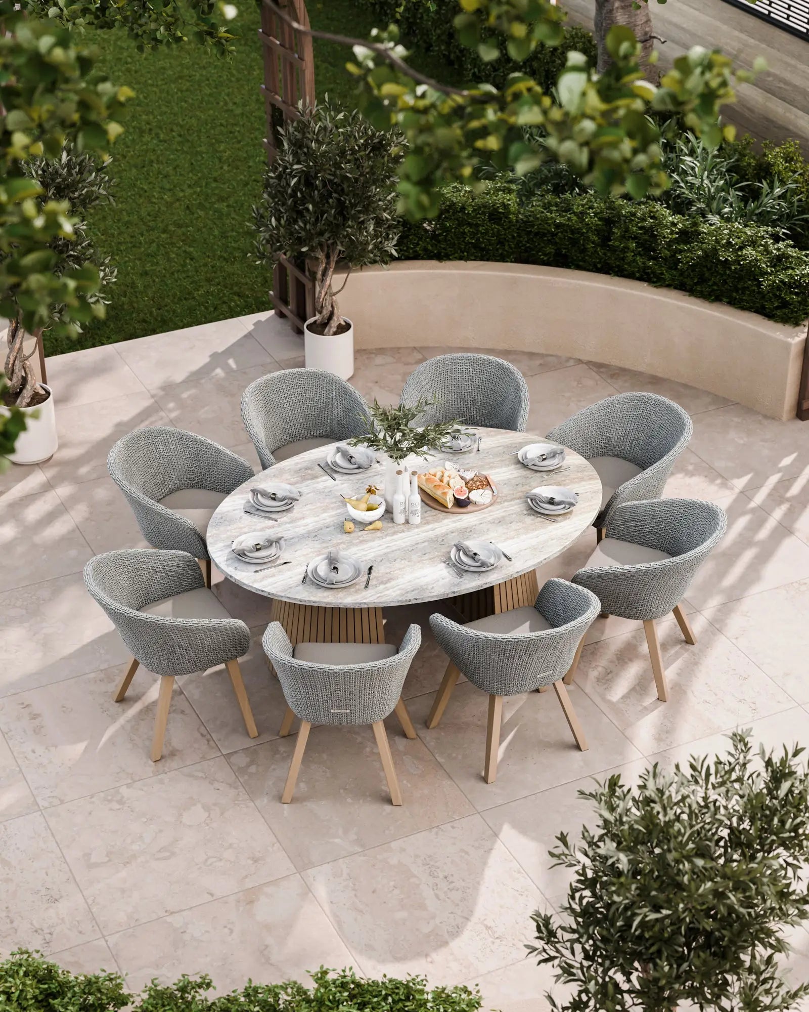 Jupiter 8 Seater Ellipse D Conical Dining Set with Sol Dining Chairs