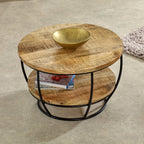 Merlin Mango Wooden & Metal Coffee Table With Shelf