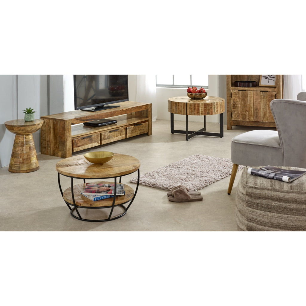 Merlin Mango Wooden & Metal Coffee Table With Shelf