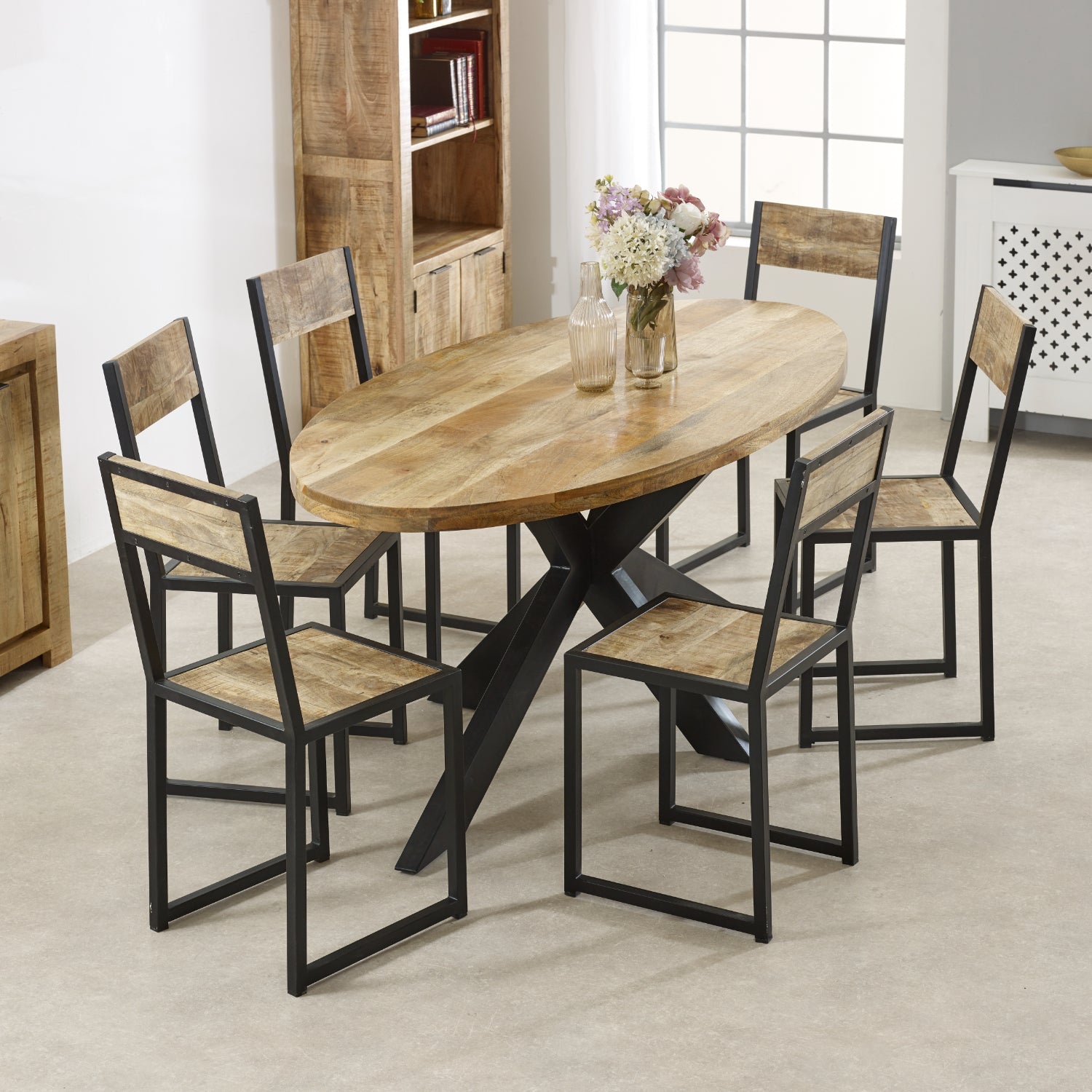 Merlin Mango Wooden 6 8 Seater Oval Dining Table