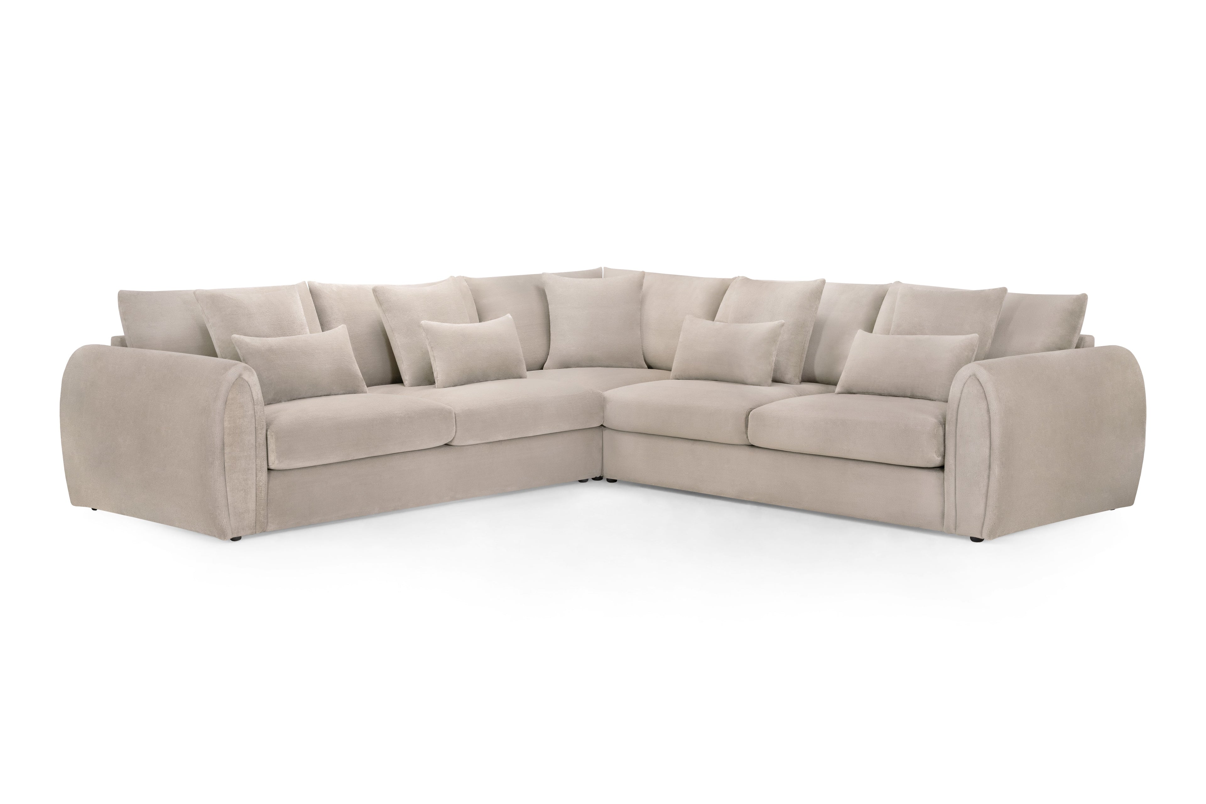 Mirabel Mocha Large Corner Velvet Sofa - Spacious, Comfortable, Removable Cushions
