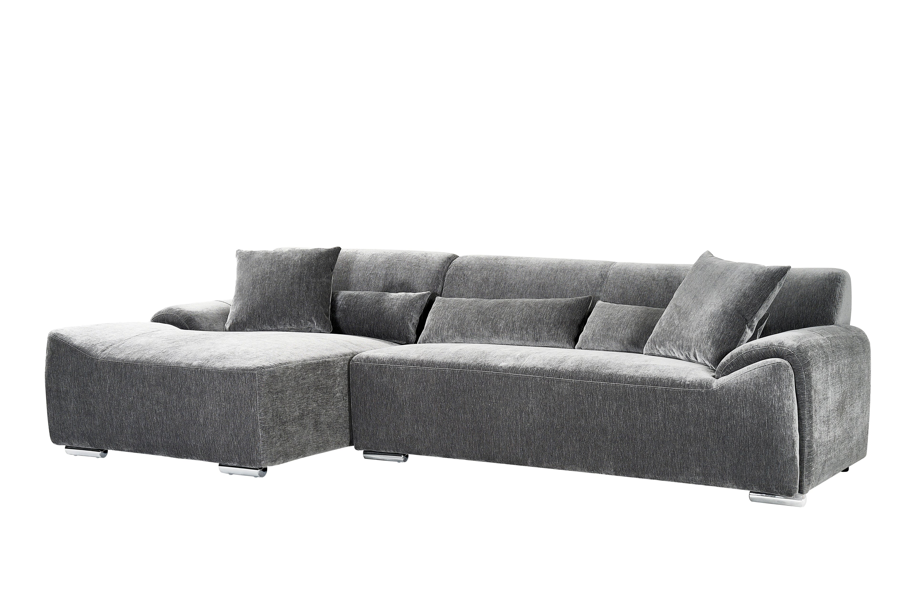 Modena Left Hand Charcoal Fabric Corner Sofa - Modern Deep Seating Comfort