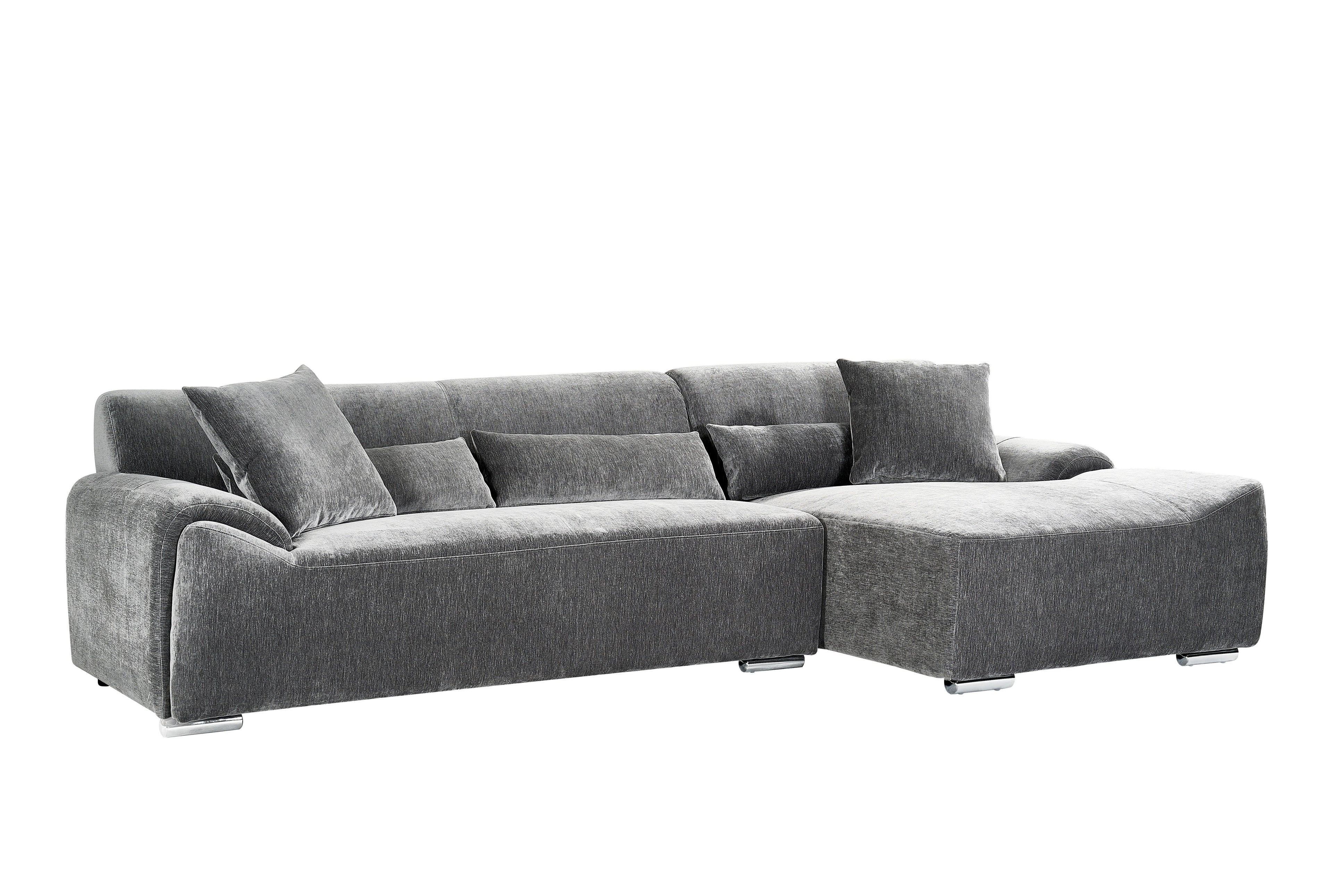 Luxurious Modena Charcoal Right Hand Corner Sofa: Modern L-Shape, Deep Seats, Plush Comfort