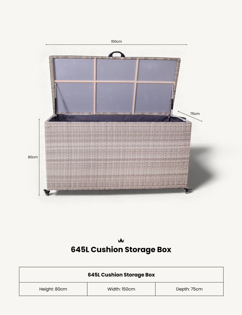 Natural Weave 645L KD Cushion Storage Box