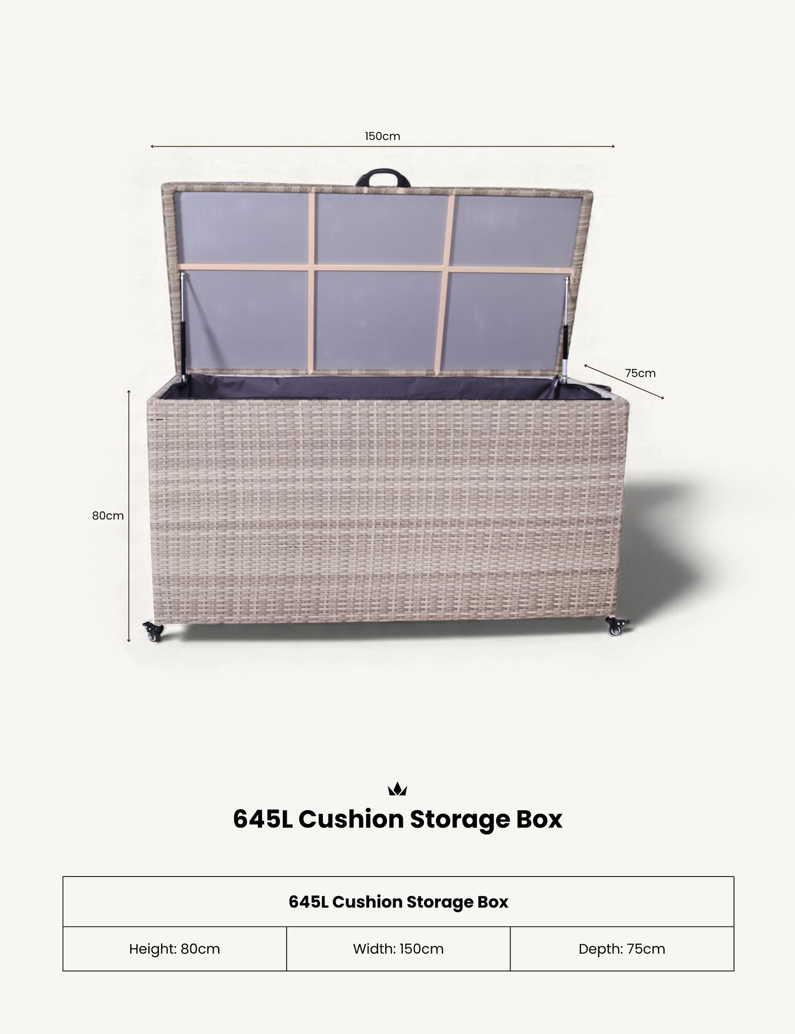 Natural Weave 645L KD Cushion Storage Box
