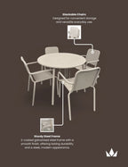 Porto 4 Seater Round Dining Set in Champagne