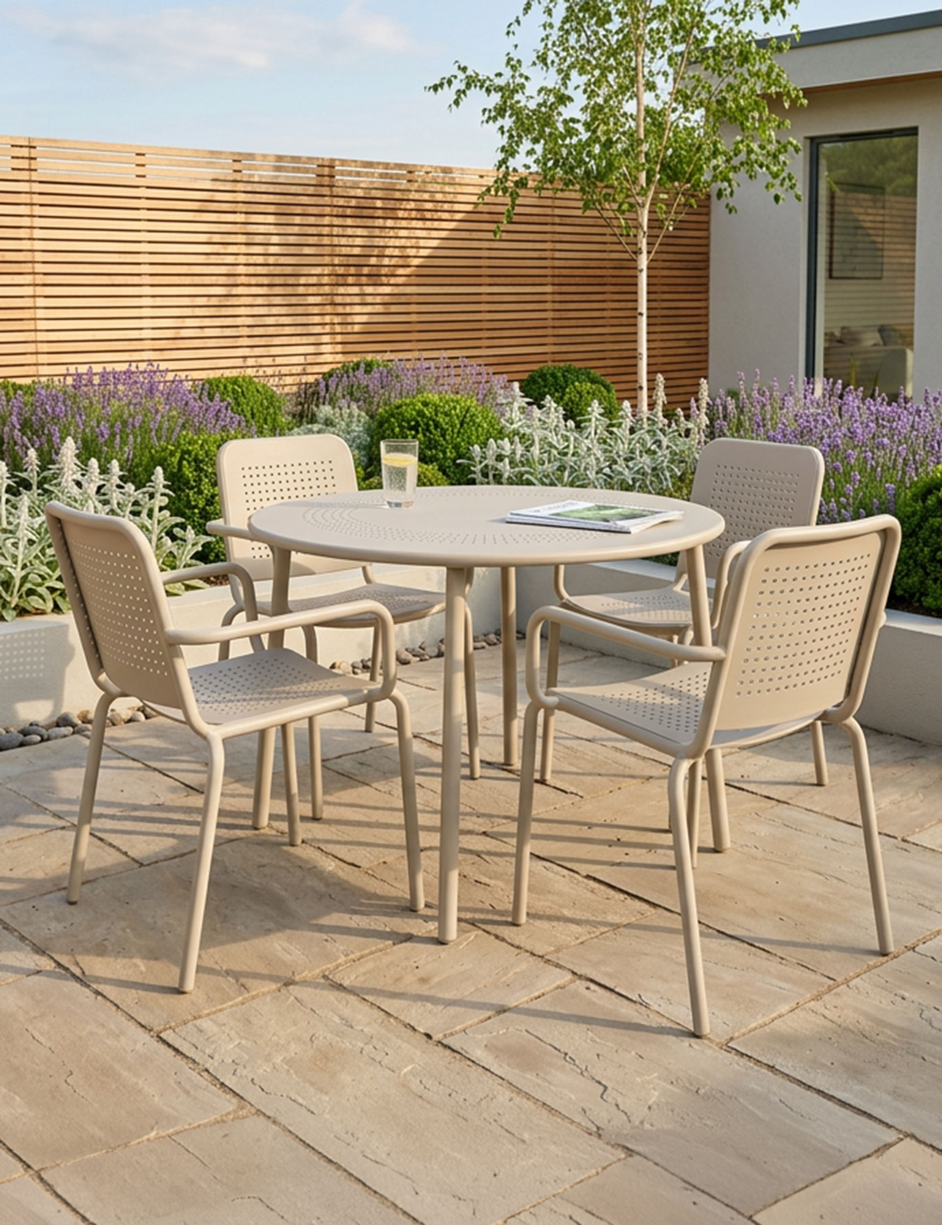 Porto 4 Seater Round Dining Set in Champagne