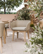 Roma 4 Seater Round Sunray with Terrazzo Insert Dining Set with Eden Dawn Chairs