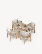 Roma 4 Seater Round Sunray with Terrazzo Insert Dining Set with Roma Dining Chairs