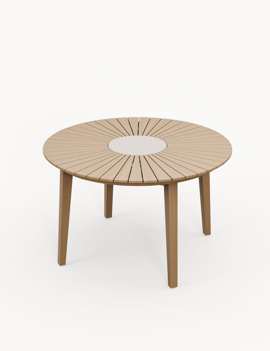 Roma 4 Seater Round Sunray with Terrazzo Insert Dining Set with Roma Dining Chairs