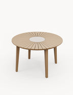 Roma 4 Seater Round Sunray with Terrazzo Insert Dining Set with Roma Dining Chairs