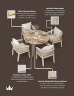 Roma 4 Seater Round Sunray with Terrazzo Insert Dining Set with Roma Dining Chairs