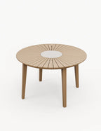 Roma 4 Seater Round Sunray with Terrazzo Insert Dining Set with Eden Dawn Chairs