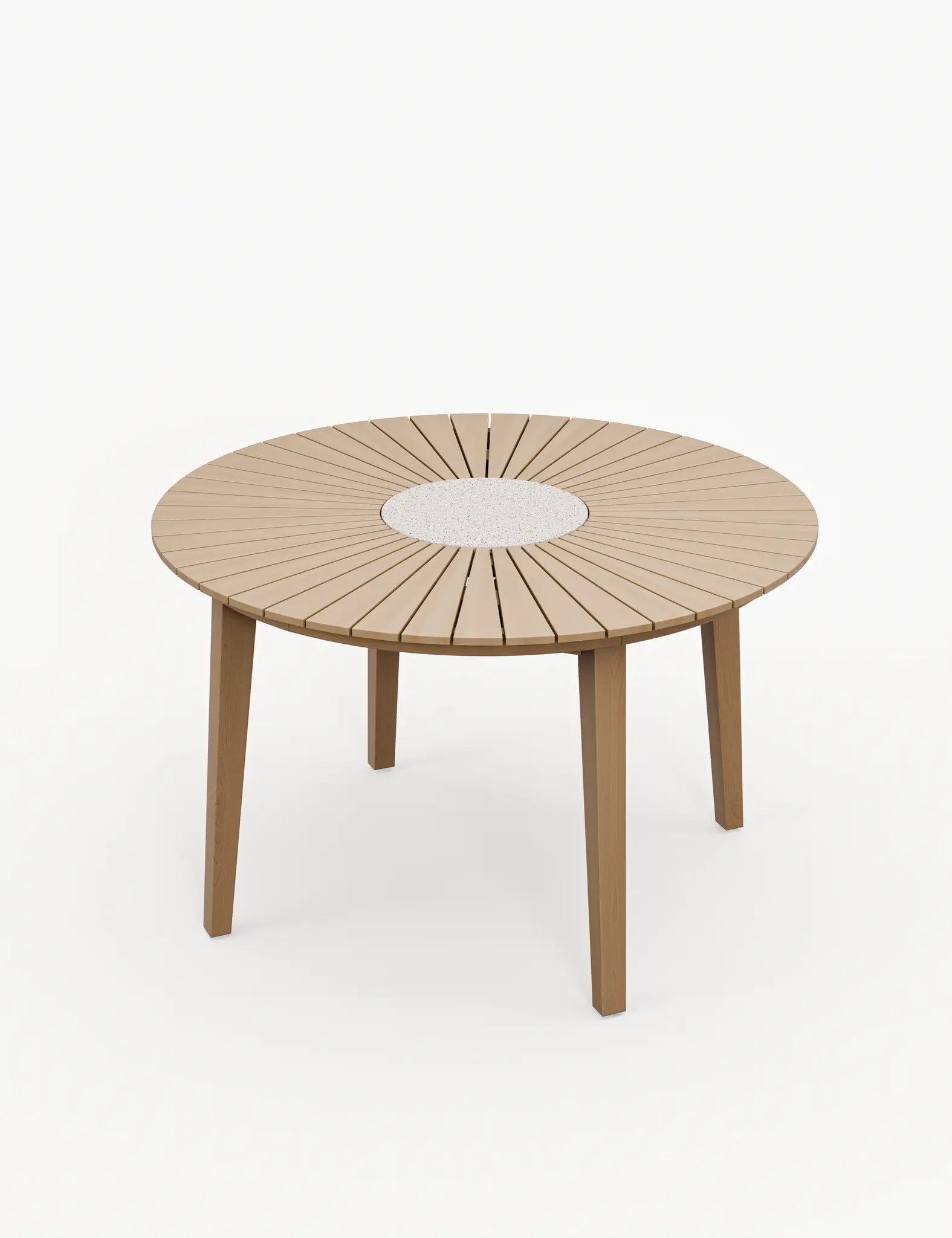 Roma 4 Seater Round Sunray with Terrazzo Insert Dining Set with Sol Dining Chairs