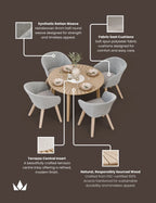 Roma 4 Seater Round Sunray with Terrazzo Insert Dining Set with Sol Dining Chairs