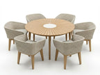 Roma 6 Seater Round Sunray with Terrazzo Insert Dining Set with Eden Dusk Chairs