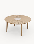 Roma 6 Seater Round Sunray with Terrazzo Insert Dining Set with Roma Rope Stacking Chairs