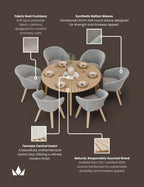 Roma 6 Seater 150cm Round Sunray with Terrazzo Insert Dining Set with 6 Sol Dining Chairs