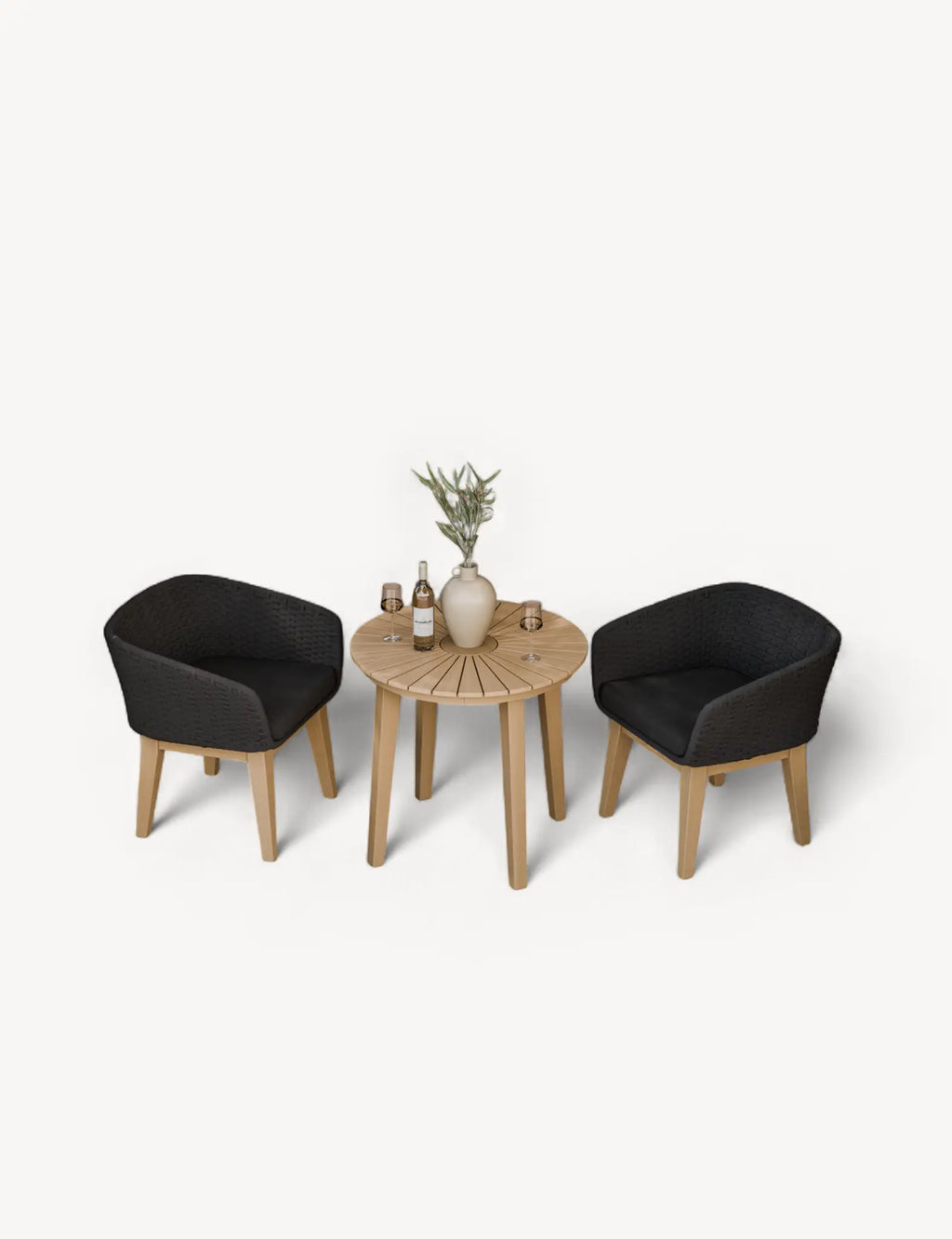 Roma 2 Seater Round Sunray Bistro Set with Eden Night Dining Chairs