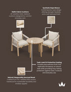 Roma 2 Seater Round Sunray Bistro Set with Roma Dining Chairs