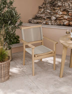 Roma 80cm Round Sunray Bistro Set with Roma Rope Stacking Chairs