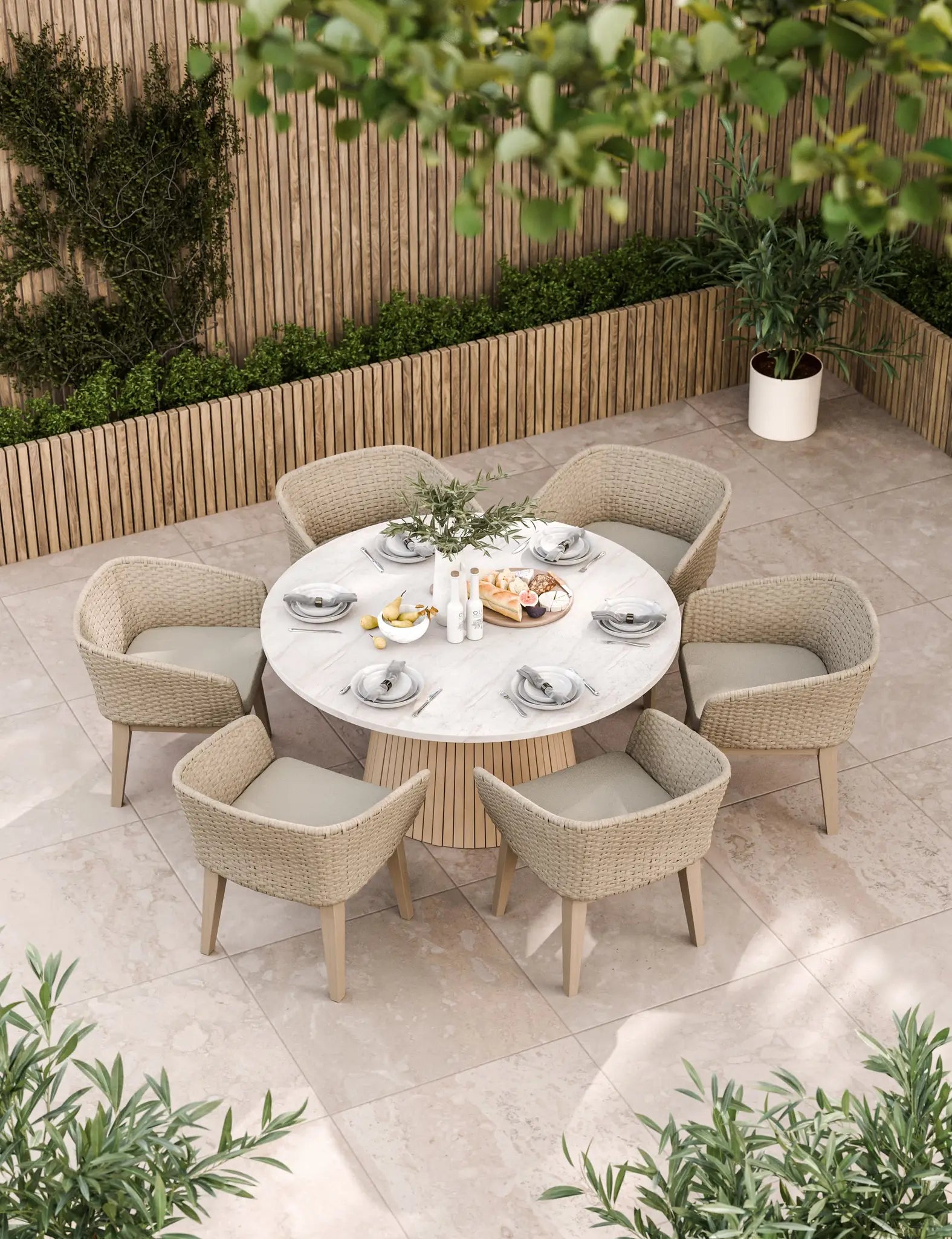 Saturn 6 Seater Round Conical Dining Set with Eden Dawn Dining Chairs