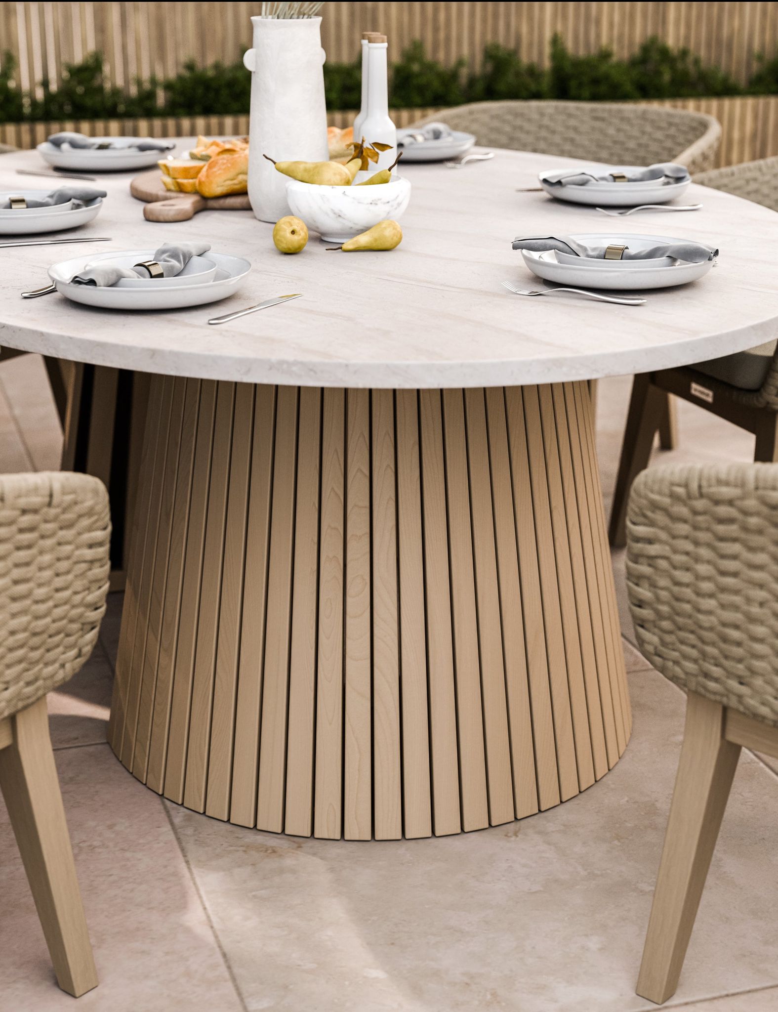 Saturn 6 Seater Ellipse D Conical Dining Set with Eden Dawn Dining Chairs