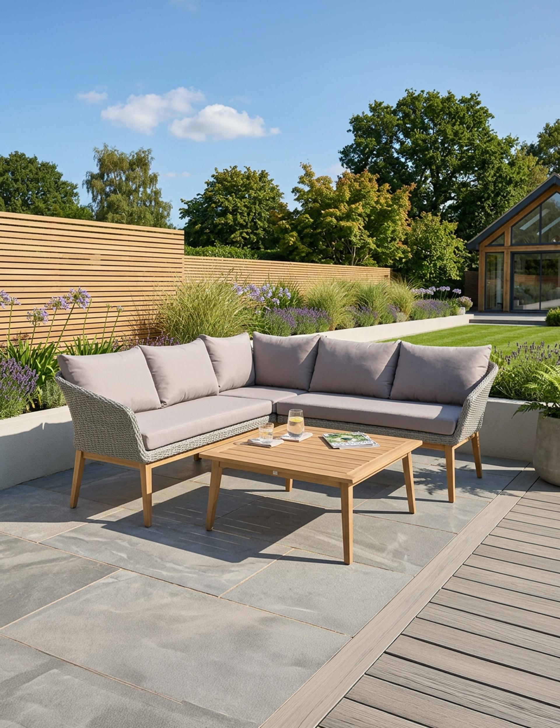 Sol 5 Seater Corner Lounge Set with Square Coffee Table